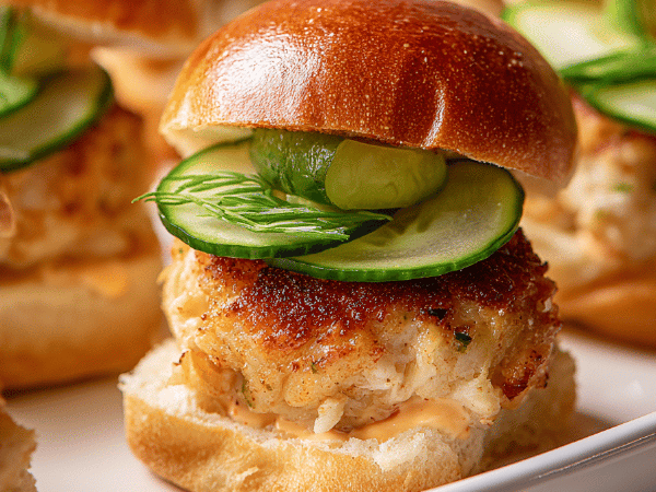 Alpine Mini Crab-Burger mit Sriracha-Mayonnaise