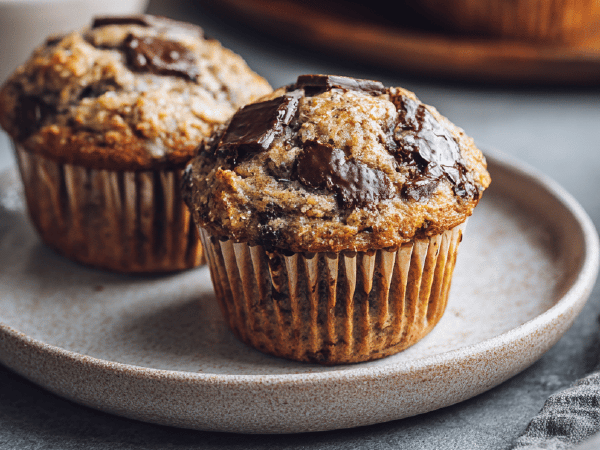 Bananen-Sarrasin-Muffins mit Mandeln und Schokolade