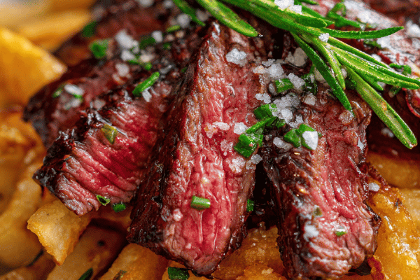 Bavette mit Schalotten und Pommes