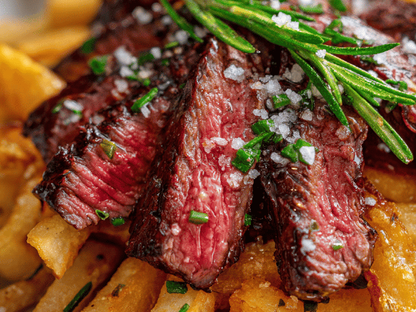 Bavette mit Schalotten und Pommes