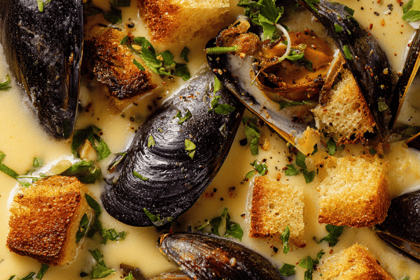 Blumenkohlsuppe mit Muscheln