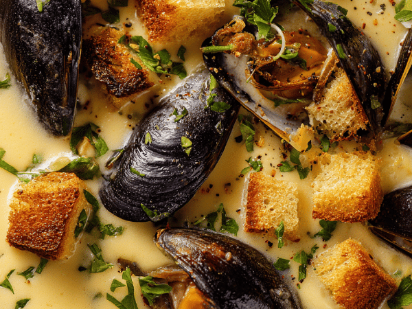 Blumenkohlsuppe mit Muscheln