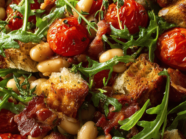 Bohnensalat mit Bacon und Panzanella