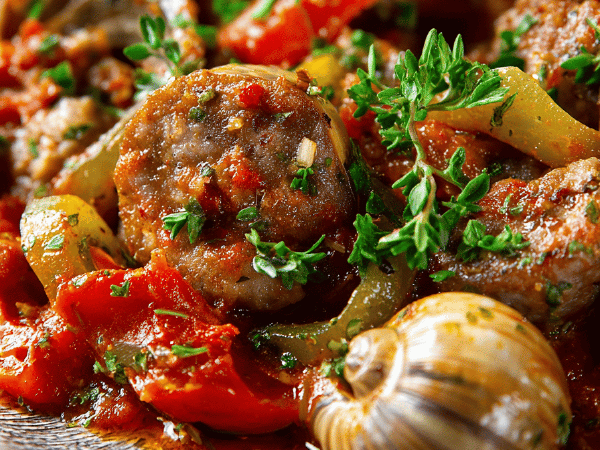 Cassolettes mit Schnecken und mediterraner Wurst