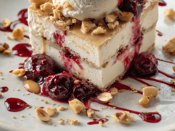 Erdnussbutter-Eiscreme mit Beeren