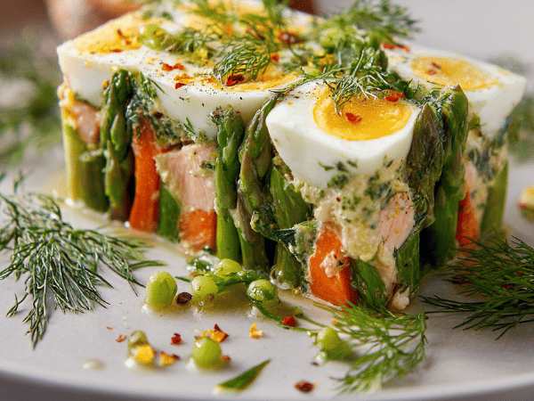 Fischterrine mit Spinat und Paprika