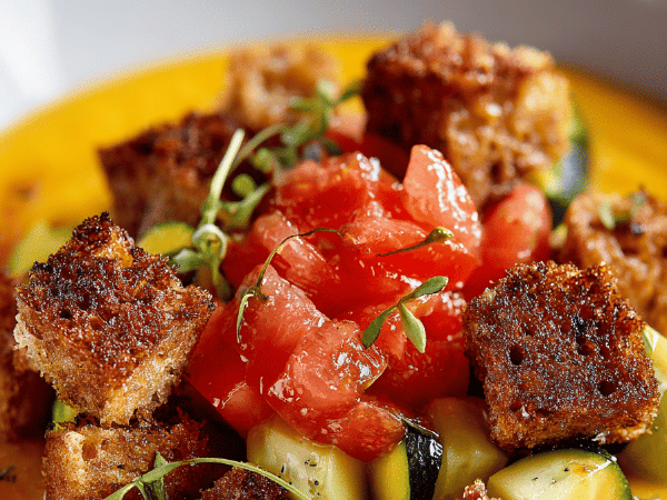 Gelber Paprika Gaspacho mit Twist