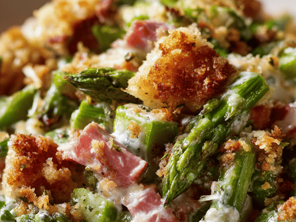 Gratin aus Schinken und Spargel