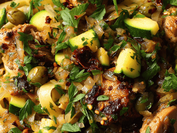 Hähnchen-Tagliatelle Zitronen-Oliven