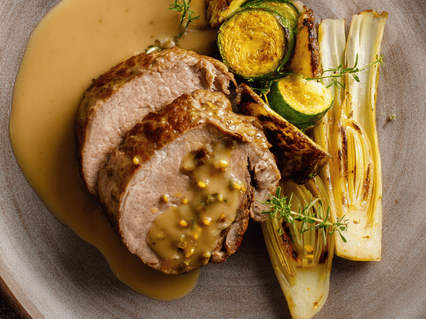 Kalbsbraten mit Estragon und Lauch