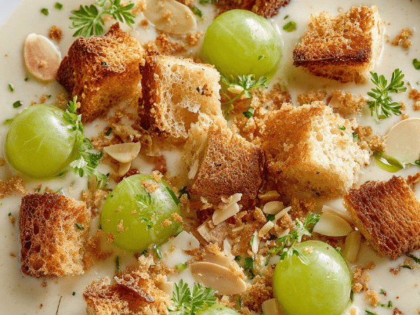 Knoblauch-Mandel-Suppe mit Quitten