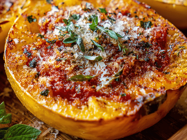 Kürbis-Spaghetti mit Tomatenpesto