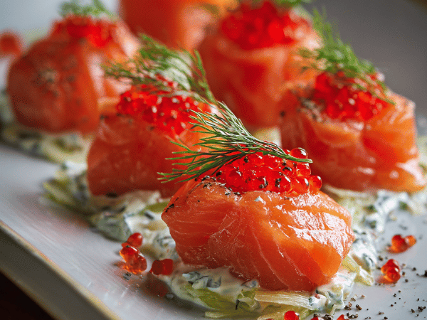 Lachsrosen auf Fenchelrahm