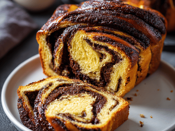 Marmorierte Schokoladenbrioche