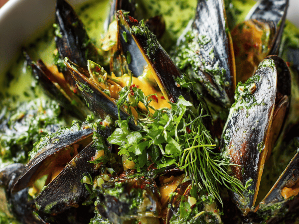 Miesmuscheln mit Kräutersalsa