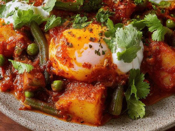 Pochierte Eier Indisch