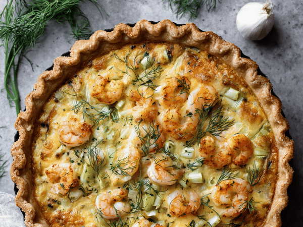 Porree-Garnelen Quiche