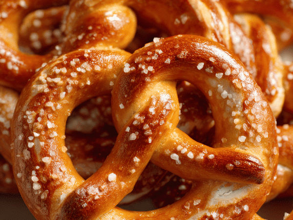 Riesige vegane Laugenbrezeln