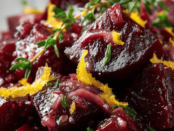 Rote Bete Würfel mit Orange und Thymian