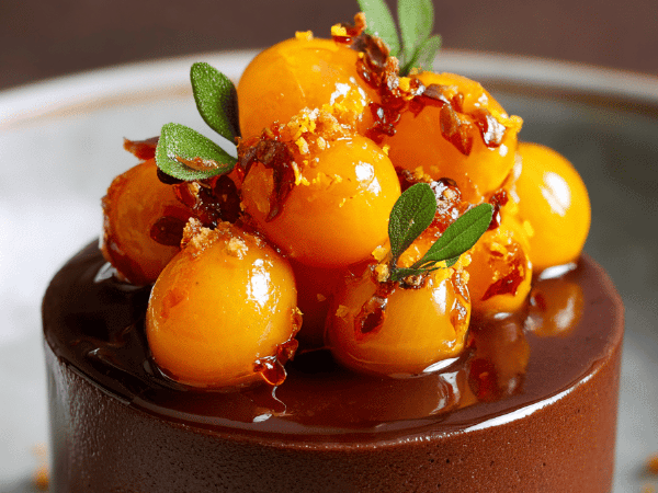 Schoko-Ginger Mousse mit Kumquats