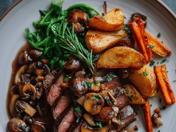Schweinebavette mit Pilzen und Feigen