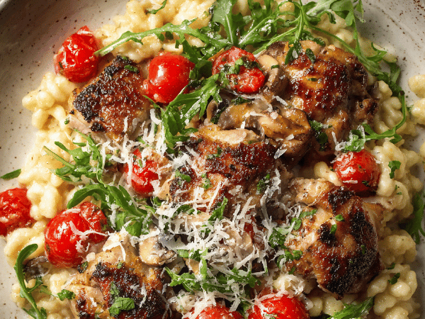 Spätzle mit Rucola & Hähnchen