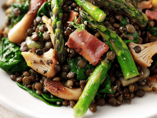 Spinat Linsen Spargel Salat