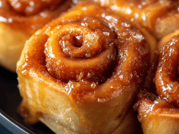 Umgedrehte Karamellbrioches