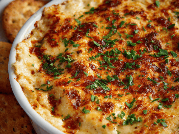 Warme Zwiebeldip mit Crostinis