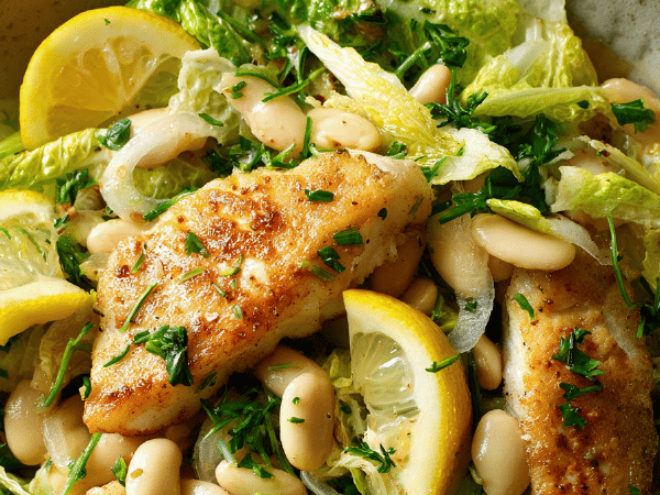 Warmer Kabeljau-Bohnensalat