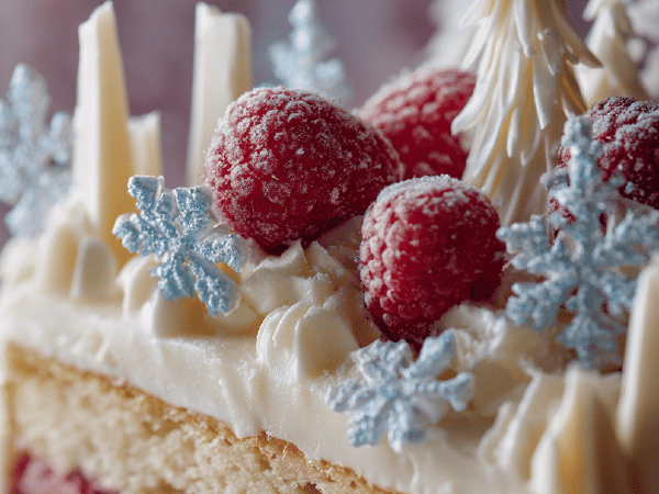 Weißer Schokoladen-Himbeer Kuchen
