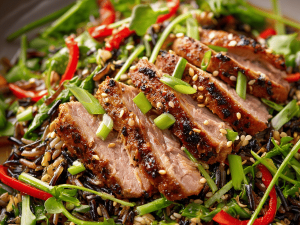 Wilder Reis mit Schwein und Erdnüssen