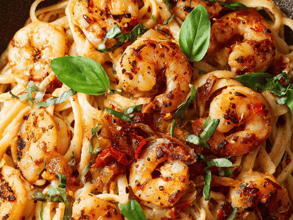 Würzige Garnelen Linguine