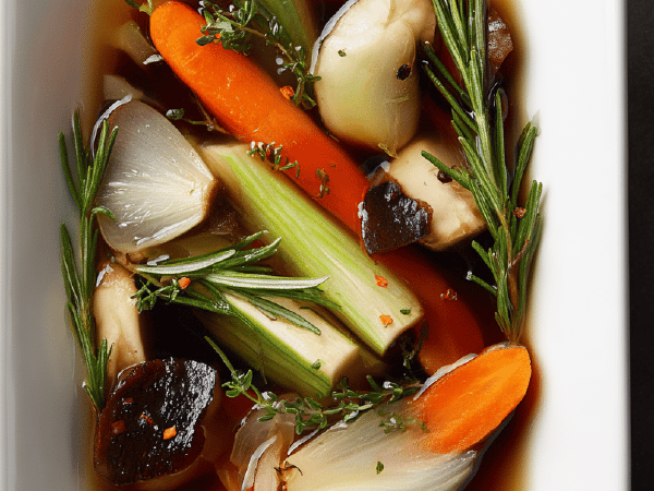 Würzige Gemüsebrühe mit Pilzen