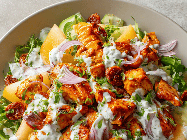 Würziges Hühnchen mit Honigmelone und Chorizo